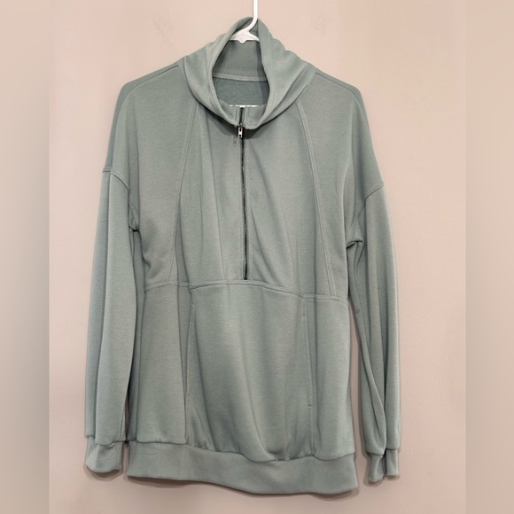 🔆NWOT! Half-Zip Drawstring Drop Shoulder Sweatshirt! - Picture 3 of 5